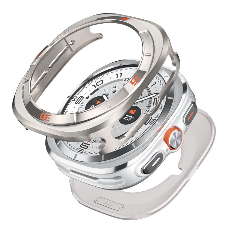 Time Pattern Metal Aluminium Alloy PC Watch Protective Cover, For Samsung Galaxy Watch Ultra 47mm