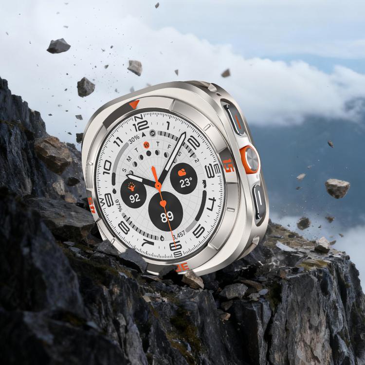 Time Pattern Metal Aluminium Alloy PC Watch Protective Cover, For Samsung Galaxy Watch Ultra 47mm