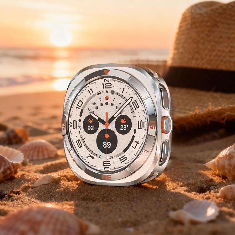 Time Pattern Metal Aluminium Alloy PC Watch Protective Cover, For Samsung Galaxy Watch Ultra 47mm