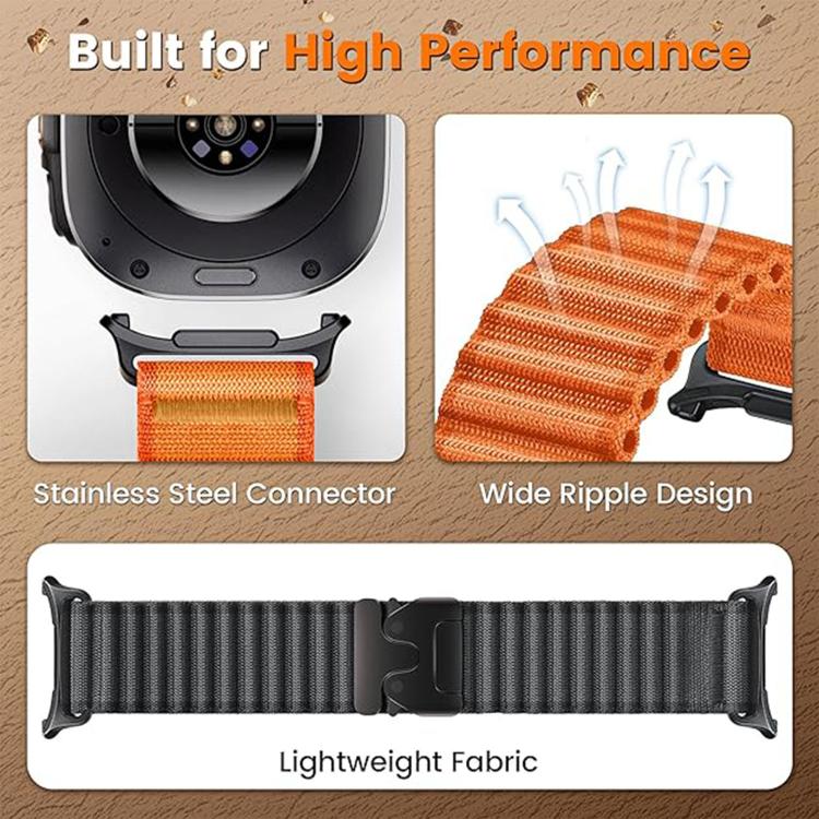 Parachute Buckle Off Road Wide Ribbed Nylon Watch Band, For Samsung Galaxy Watch Ultra 47mm / Ultra 2025