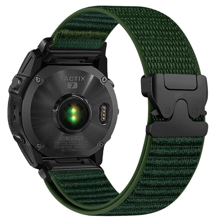 Parachute Buckle Mountain Pattern Woven Nylon Metal Tip Watch Band, For Gamin 26mm, For Gamin 22mm, For Gamin 20mm