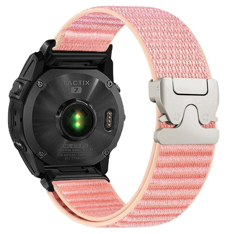 Parachute Buckle Mountain Pattern Woven Nylon Metal Tip Watch Band, For Gamin 26mm, For Gamin 22mm, For Gamin 20mm