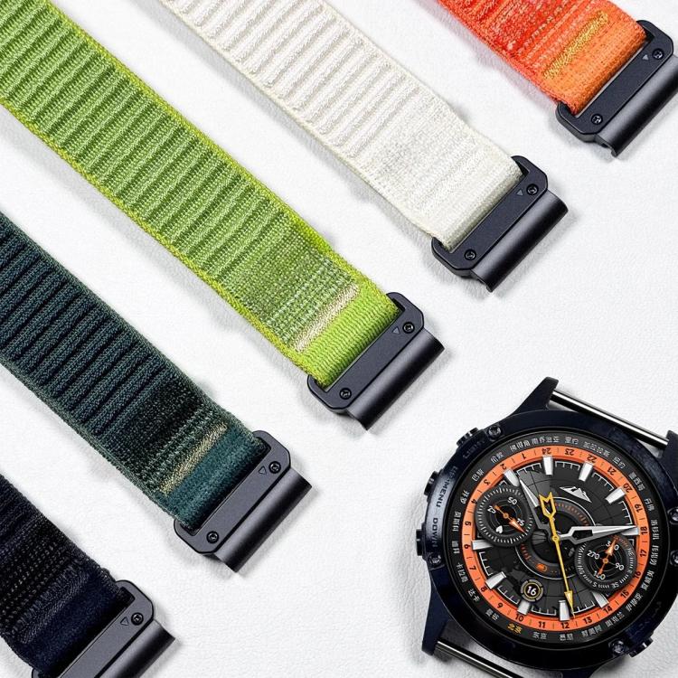 Parachute Buckle Mountain Pattern Woven Nylon Metal Tip Watch Band, For Gamin 26mm, For Gamin 22mm, For Gamin 20mm