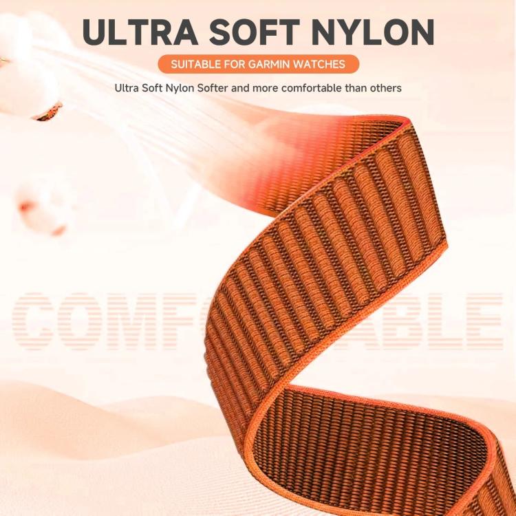 Parachute Buckle Mountain Pattern Woven Nylon Metal Tip Watch Band, For Gamin 26mm, For Gamin 22mm, For Gamin 20mm