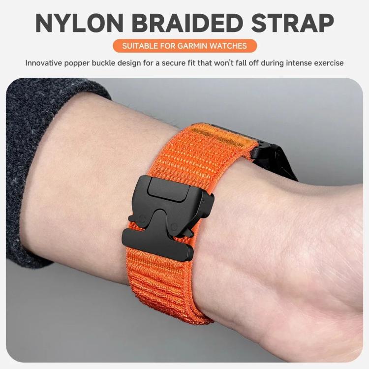 Parachute Buckle Mountain Pattern Woven Nylon Metal Tip Watch Band, For Gamin 26mm, For Gamin 22mm, For Gamin 20mm