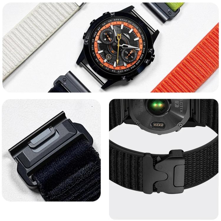 Parachute Buckle Mountain Pattern Woven Nylon Metal Tip Watch Band, For Gamin 26mm, For Gamin 22mm, For Gamin 20mm