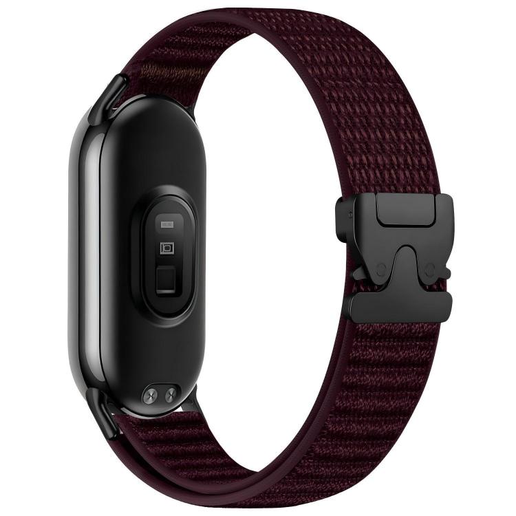Parachute Buckle Mountain Pattern Woven Nylon Metal Tip Watch Band, For Xiaomi Smart Band 10 / 9 / 8