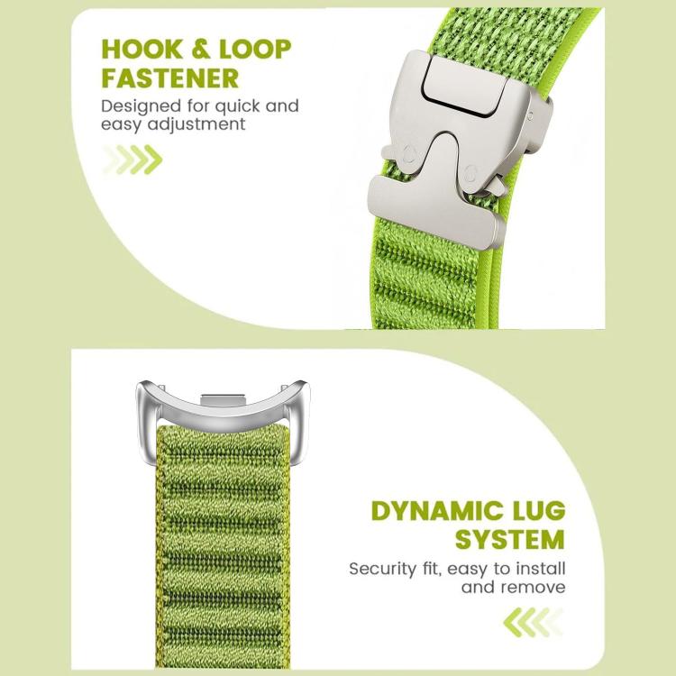 Parachute Buckle Mountain Pattern Woven Nylon Metal Tip Watch Band, For Xiaomi Smart Band 10 / 9 / 8
