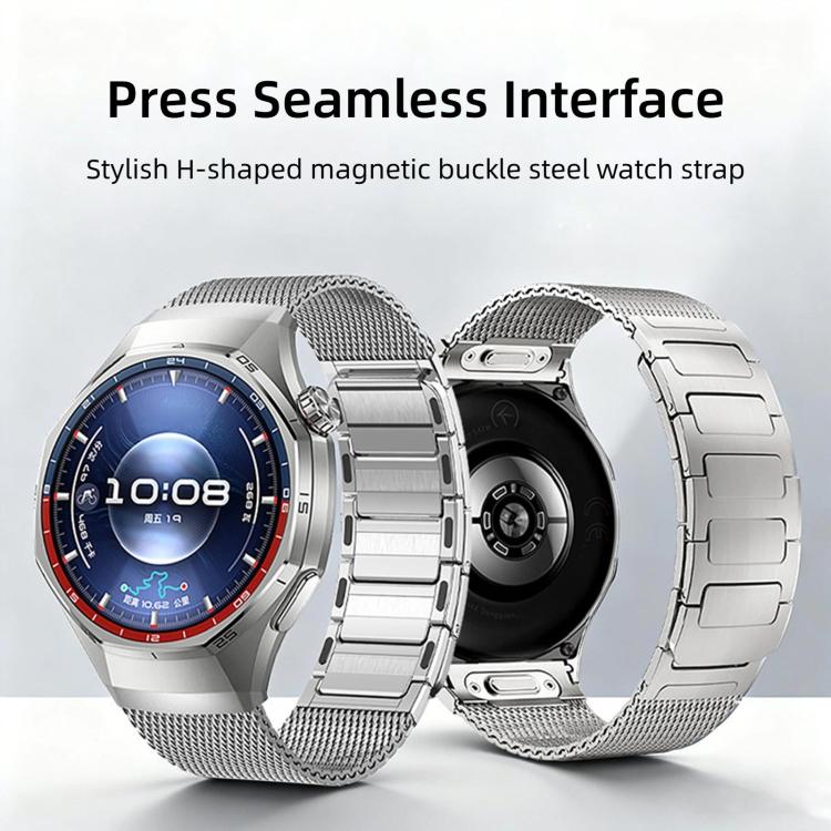 Press Button Seamless Interface I-shaped Magnetic Stainless Steel Watch Band, For Huawei Watch GT 6 Pro