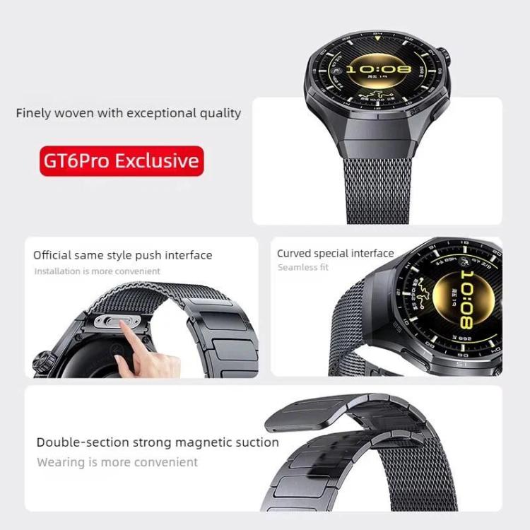 Press Button Seamless Interface I-shaped Magnetic Stainless Steel Watch Band, For Huawei Watch GT 6 Pro