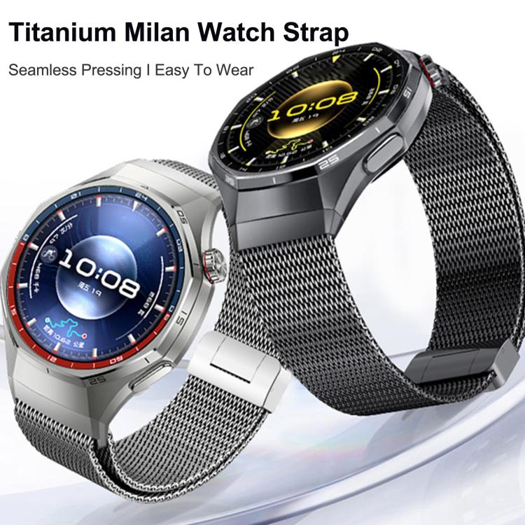 Press Button Seamless Interface Milan Magnetic Buckle Titanium Alloy Watch Band, For Huawei Watch GT 6 Pro