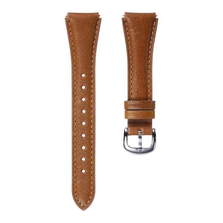 Slim Silver Pin Buckle Oil Wax Genuine Leather Watch Band, 18mm