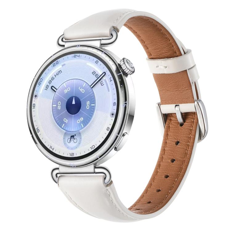 Slim Silver Pin Buckle Oil Wax Genuine Leather Watch Band, 18mm