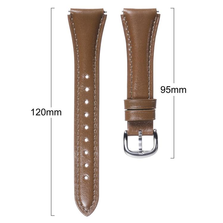 Slim Silver Pin Buckle Oil Wax Genuine Leather Watch Band, 18mm