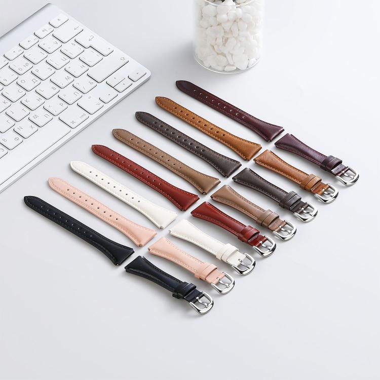 Slim Silver Pin Buckle Oil Wax Genuine Leather Watch Band, 18mm