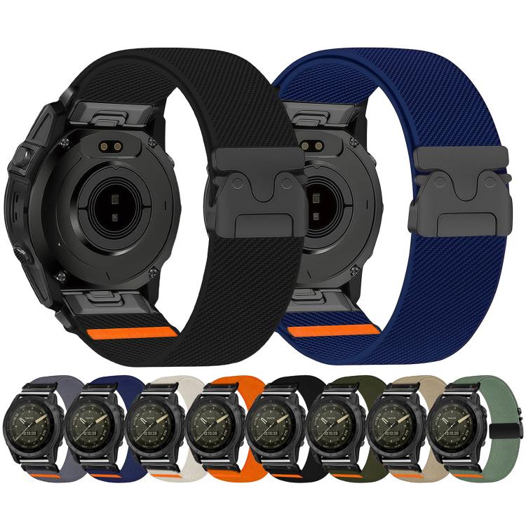 Parachute Buckle Diagonal Weave Stretch Nylon Watch Band, For Gamin 26mm, For Gamin 22mm, For Gamin 20mm