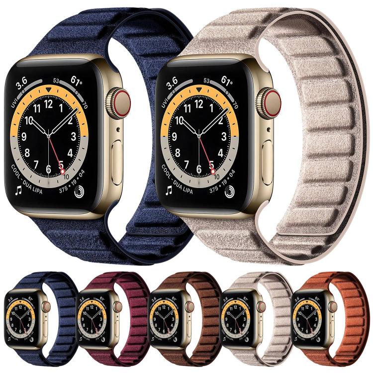 Square Magnetic Suede Watch Band, For Apple Watch 46mm / 49mm / 45mm / 44mm, For Apple Watch 42mm / 41mm / 40mm / 38mm