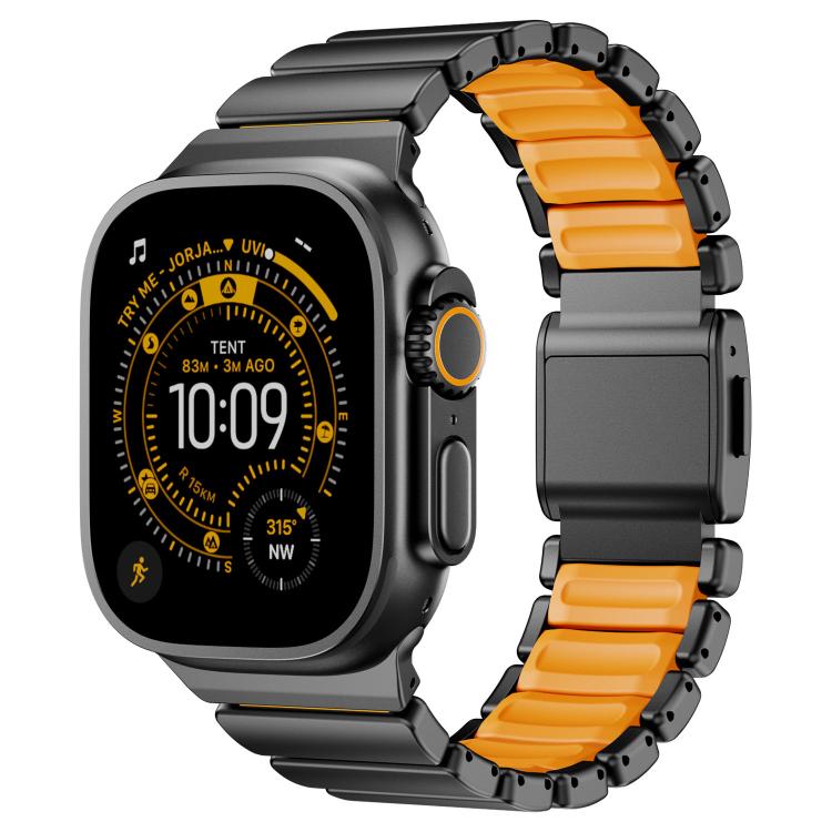 Magnetic Buckle Single-Bead Silicone Stainless Steel Watch Band, For Apple Watch 46mm / 49mm / 45mm / 44mm