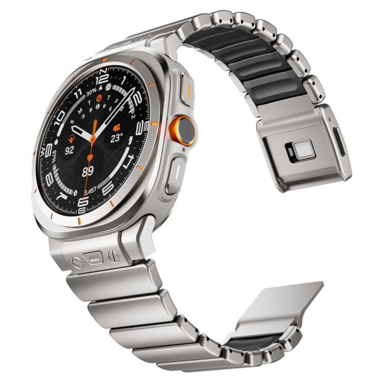 Magnetic Buckle Single-Bead Silicone Stainless Steel Watch Band, For Samsung Galaxy Watch Ultra 47mm / Ultra 2025