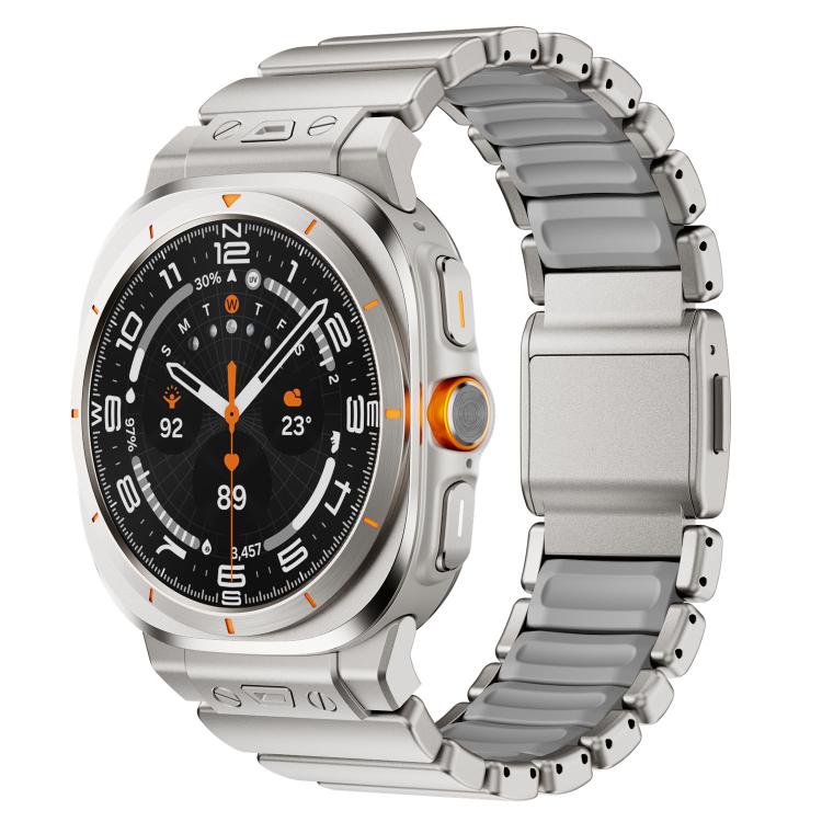 Magnetic Buckle Single-Bead Silicone Stainless Steel Watch Band, For Samsung Galaxy Watch Ultra 47mm / Ultra 2025