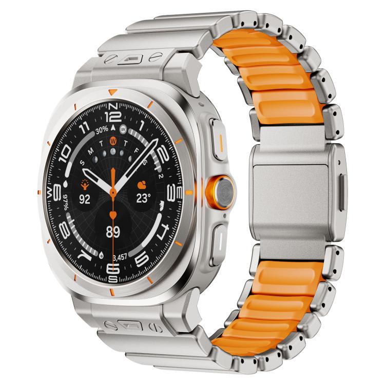Magnetic Buckle Single-Bead Silicone Stainless Steel Watch Band, For Samsung Galaxy Watch Ultra 47mm / Ultra 2025