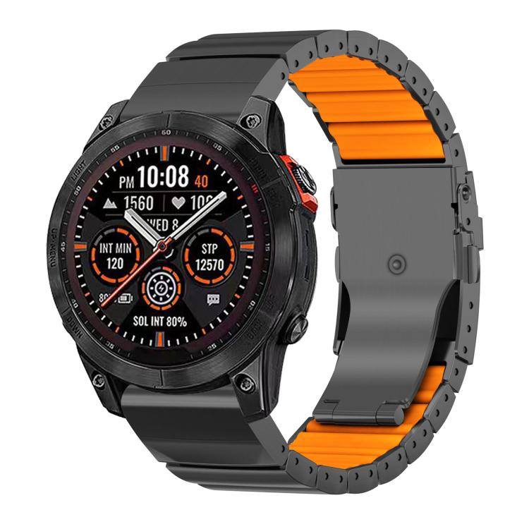 Safety Buckle Single Bead Silicone Titanium Alloy Watch Band, For Garmin 26mm, For Garmin 22mm
