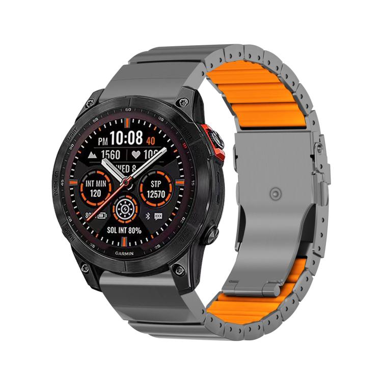 Safety Buckle Single Bead Silicone Titanium Alloy Watch Band, For Garmin 26mm, For Garmin 22mm