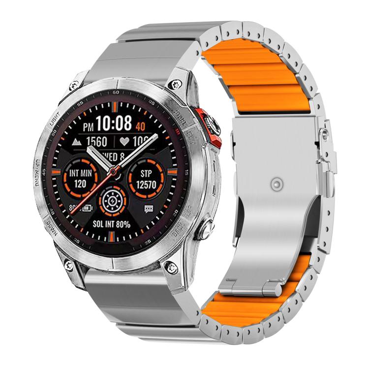 Safety Buckle Single Bead Silicone Titanium Alloy Watch Band, For Garmin 26mm, For Garmin 22mm
