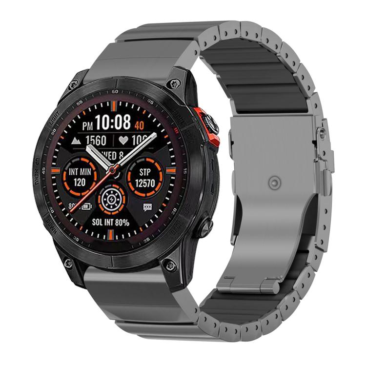 Safety Buckle Single Bead Silicone Titanium Alloy Watch Band, For Garmin 26mm, For Garmin 22mm