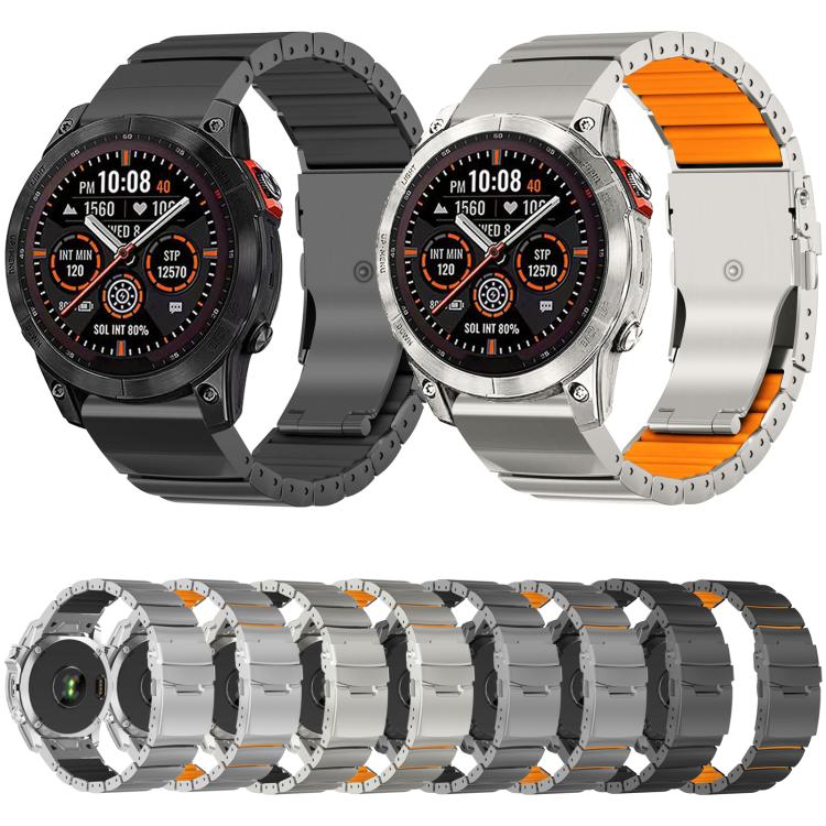 Safety Buckle Single Bead Silicone Titanium Alloy Watch Band, For Garmin 26mm, For Garmin 22mm
