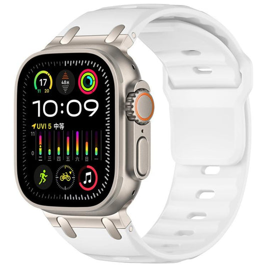 Customised Step-Style Solid Colour Silicone Watch Band, For Apple Watch 49mm / 46mm / 45mm / 44mm