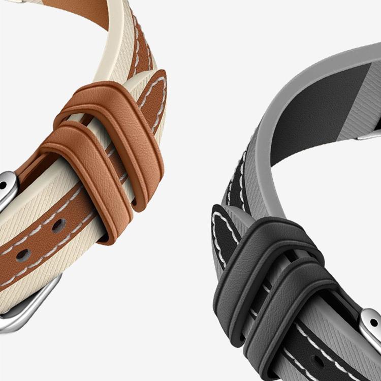 Composite Stitching Genuine Leather Watch Band, For Xiaomi Smart Band 10 / 9 / 8