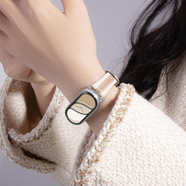 Composite Stitching Genuine Leather Watch Band, For Xiaomi Smart Band 10 / 9 / 8
