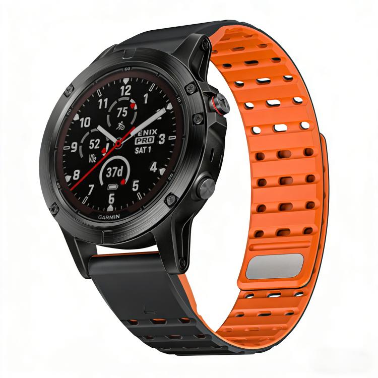 Quick Release Stud Buckle Magnetic Silicone Watch Band, For Garmin 22mm