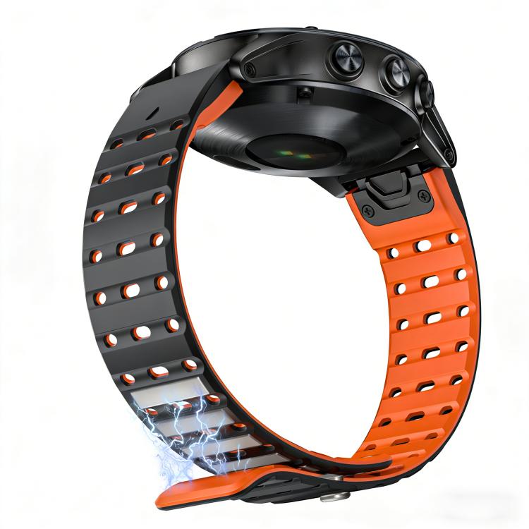 Quick Release Stud Buckle Magnetic Silicone Watch Band, For Garmin 22mm