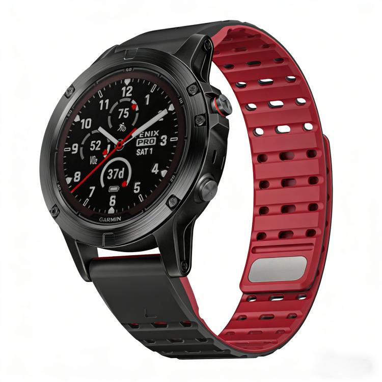 Quick Release Stud Buckle Magnetic Silicone Watch Band, For Garmin 22mm