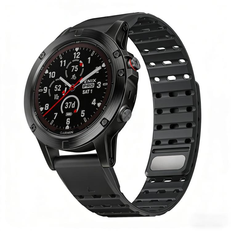 Quick Release Stud Buckle Magnetic Silicone Watch Band, For Garmin 22mm