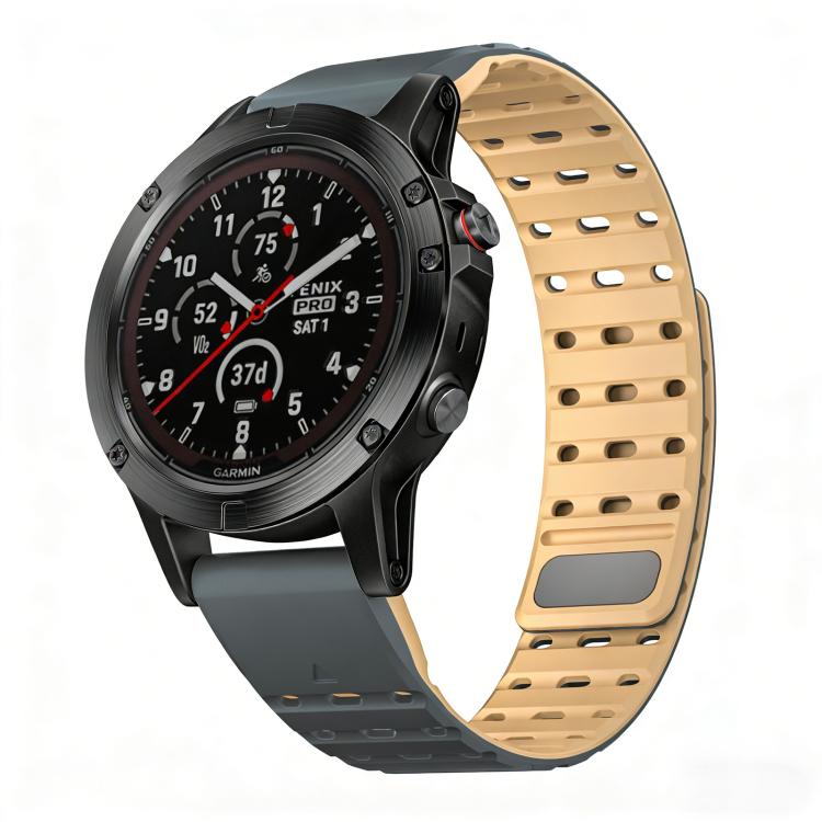 Quick Release Stud Buckle Magnetic Silicone Watch Band, For Garmin 22mm