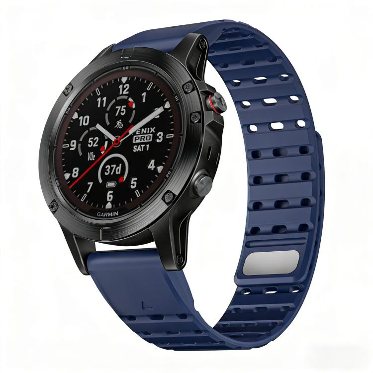 Quick Release Stud Buckle Magnetic Silicone Watch Band, For Garmin 22mm