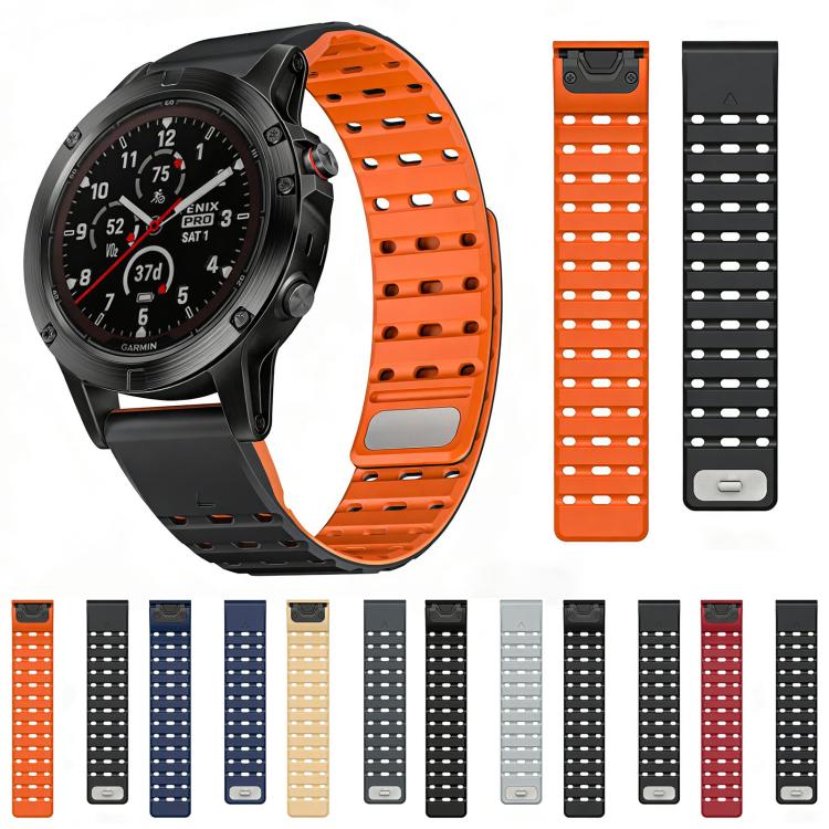 Quick Release Stud Buckle Magnetic Silicone Watch Band, For Garmin 22mm