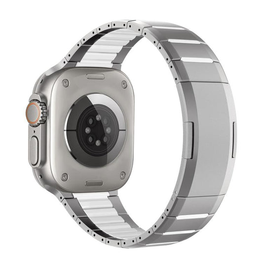 Curved Two-Tone Side-Release Stainless Steel Watch Band, For Apple Watch 49mm / 46mm / 45mm / 44mm, For Apple Watch 42mm / 41mm / 40mm / 38mm