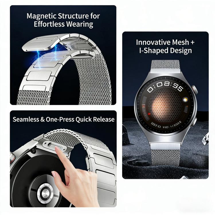 Press Button Seamless Interface I-shaped Magnetic Stainless Steel Watch Band, For Huawei Watch 4 Pro