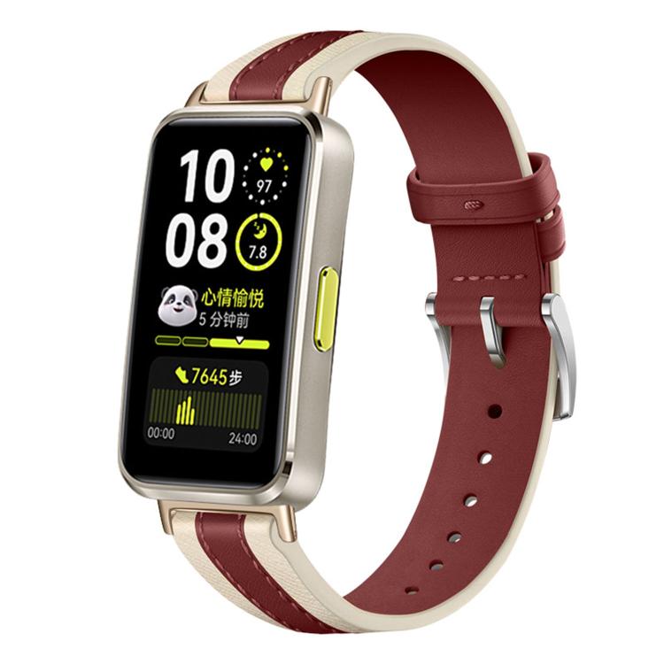 Composite Stitching Genuine Leather Watch Band, For Huawei Band 10 / 9 / 8