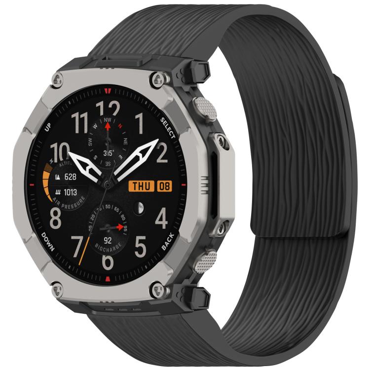 Pleated Texture Magnetic Silicone Watch Band, For Amazfit T-Rex Ultra 2