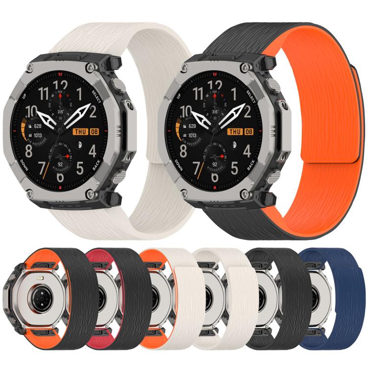Pleated Texture Magnetic Silicone Watch Band, For Amazfit T-Rex Ultra 2
