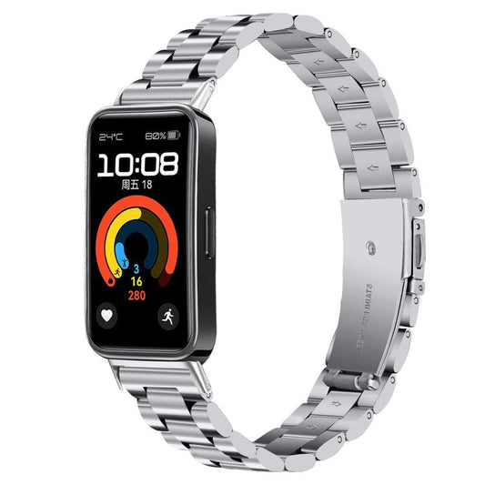 Slim Three Beads Stainless Steel Metal Watch Band, For Huawei Band 11 / Band 11 Pro