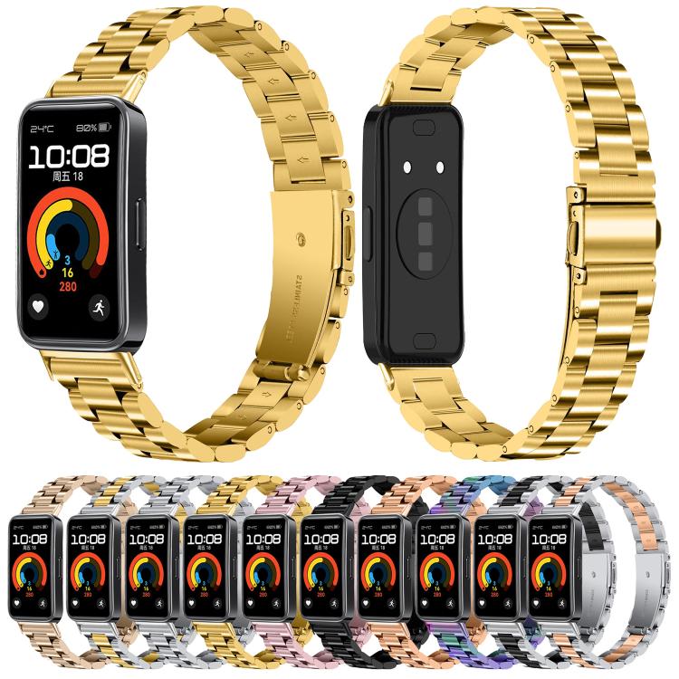 Slim Three Beads Stainless Steel Metal Watch Band, For Huawei Band 11 / Band 11 Pro