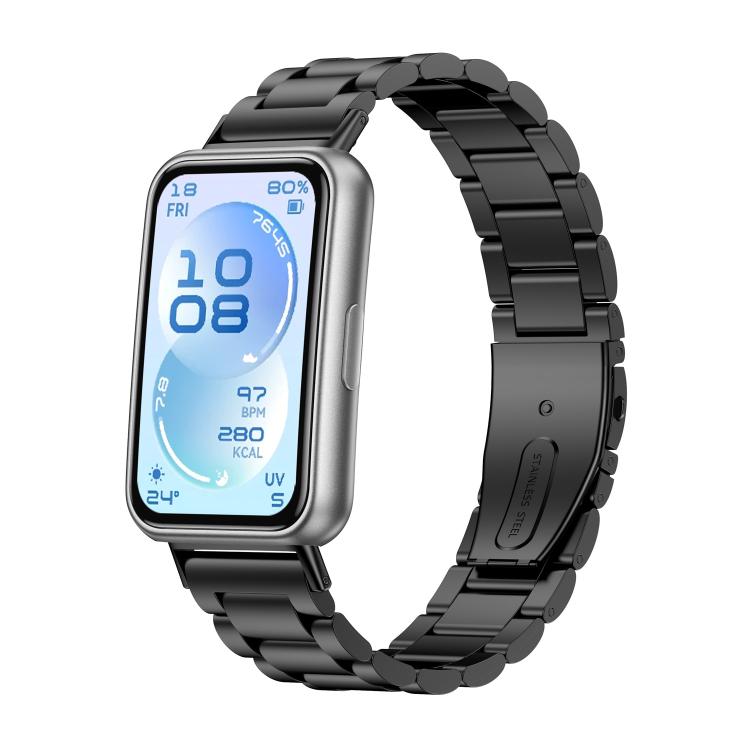 Three Beads Stainless Steel Metal Watch Band, For Huawei Band 11 / Band 11 Pro