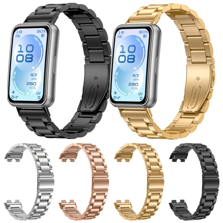 Three Beads Stainless Steel Metal Watch Band, For Huawei Band 11 / Band 11 Pro