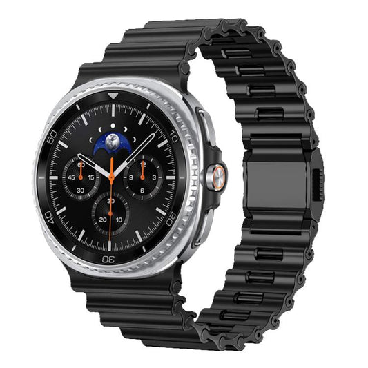 Ocean Wave Texture Magnetic Clasp Stainless Steel Watch Band, For Galaxy Watch9 / 8 / 8 Classic
